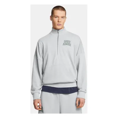 Haut ½ zip oversize Under Armour Icon Heavyweight Terry pour homme Mod Gris Light Heather / Fore