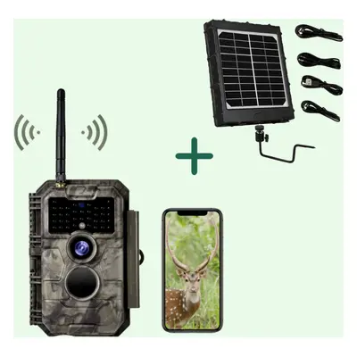 Piège Photographique Wifi Photo 32MP Video 1296P W600 + kit panneaux solaires Gris