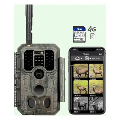 4G LTE Caméra de chasse 32MP 1296P avec carte SIM et 32GB SDCard Nocturne No Glow Invisible Infr