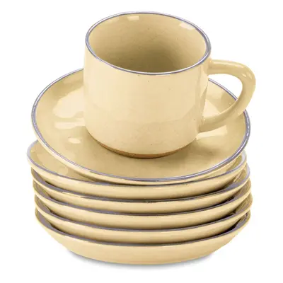 Lot de 6 tasses et soucoupes Biarré, jaune (8 x 11 x 7cm)