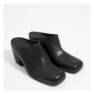 Sabot talon cuir noir