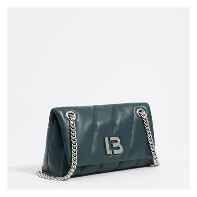 Petit sac rabat cuir bleu-vert