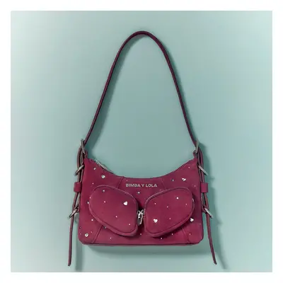 Mini sac Hobo Pocket cuir Swarovski aubergine