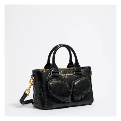 Sac cabas moyen Pocket cuir noir