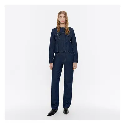 Blouson jean ajouré bleu foncé