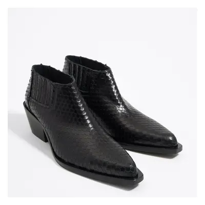 Chaussures montantes campagne cuir serpent noires