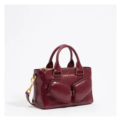 Sac cabas moyen Pocket cuir framboise