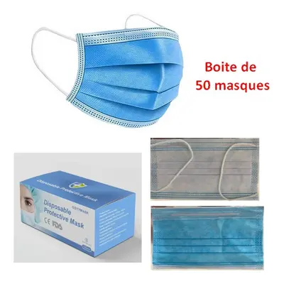 Masque de protection type chirurgical 3 couches (boites de 50 pcs)