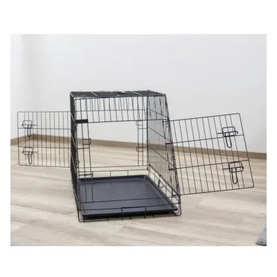 Cage de transport métal pliante pour chiens et chats avec pan incliné