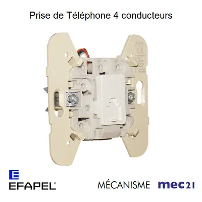 Efapel 21252scz - mécanisme de prise de téléphone - 4 conducteurs grise