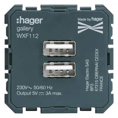 Chargeur double usb a+a gallery wxf112 hager