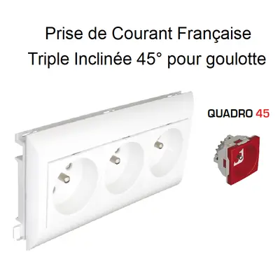 Efapel 45267cvm - prise de courant triple précâblée pour goulotte l75mm - prise rouge