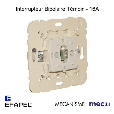 Efapel 21024 - mécanisme interrupteur bipolaire témoin 16a