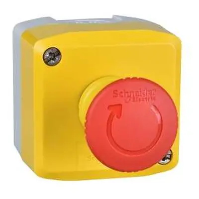 Harmony - boîte équipée xalk jaune - plastique - 1 bouton-poussoir ø40mm coup de poing rouge - 1