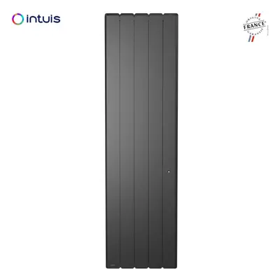 Radiateur vertical beladoo nativ avec puissance de 1500 watts en couleur anthracite, connecté av