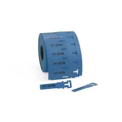 Repères tiptag pu loop en polyuréthane, 12x74mm, bleu, en rouleau de 500pièces