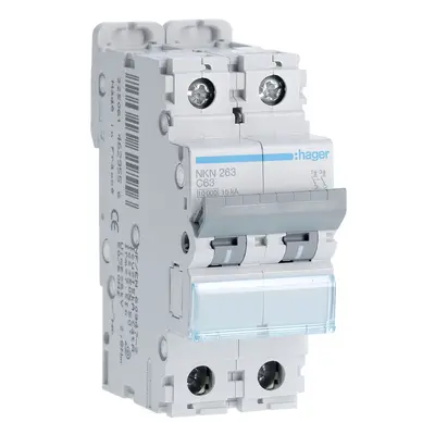 Disjoncteur 2p 10-15ka courbe c - 63a 2 modules