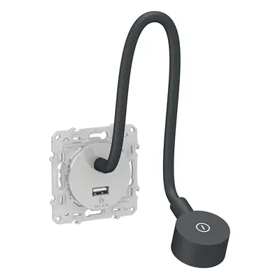 Odace - liseuse - avec prise usb-a - 2,1a - aluminium