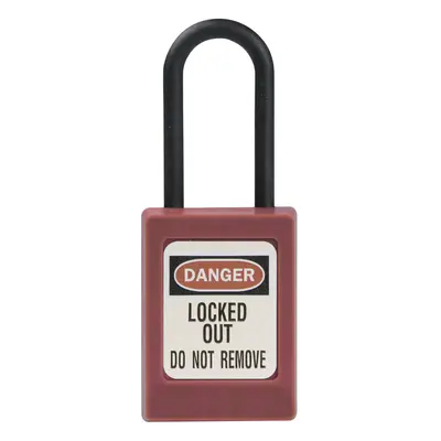 Cadenas de consignation rouge, non conducteur, anse résine 6 mm et corps résine, livré avec une 