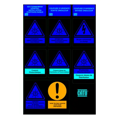 Catu planche de 12 triangles adhésifs "attention cable cc"