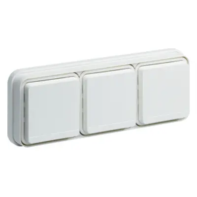 Cubyko prise triple horizontale 2p+t encastré blanc ip55