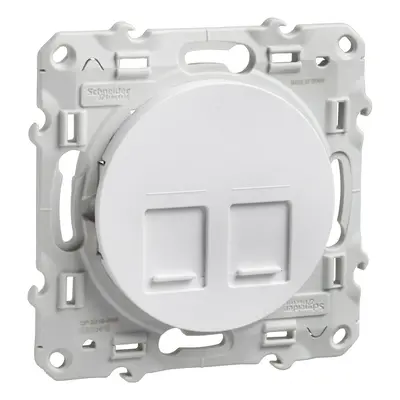 Odace, prise double rj45 blanc, sans connecteur (empreinte infraplus)