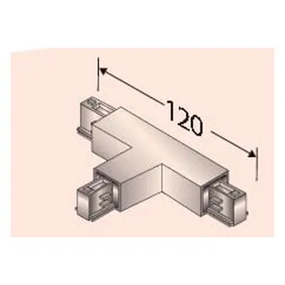 Raccord en t à droite pour rail 3 phases carré blanc lxl : 120mm