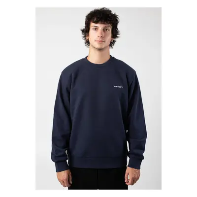 Carhartt WIP - Script Embroidery Air Force Blue / White - Pull - bleu - 75% coton, 25% polyester