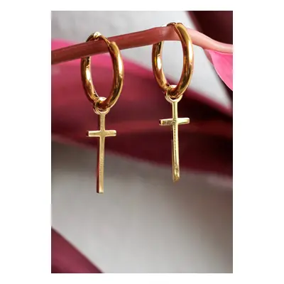 Wildcat - Little Cross Gold - Boucles d'oreilles - jaune - Acier inoxydable,Métal