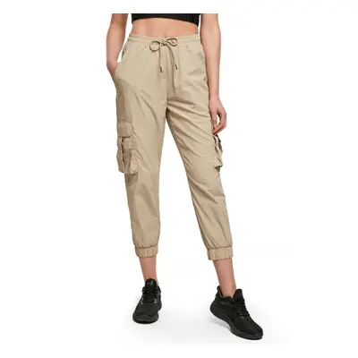 Urban Classics - Ladies High Waist Crinkle Nylon Cargo Concrete - Pantalons - beige - 100% nylon