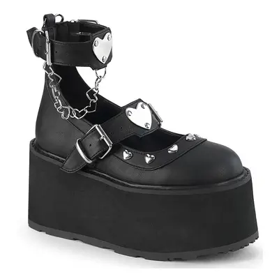 DemoniaCult - 4 1/2 Platform Dual Strap Black - Chaussures pour fille - noir - Synthetic/Synthet