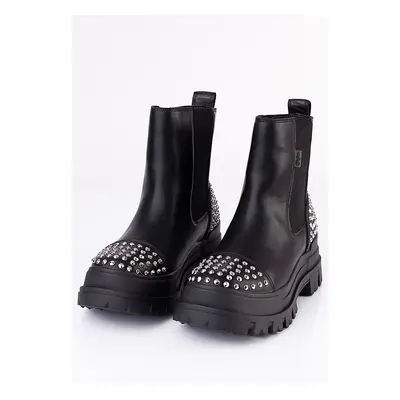 Buffalo - Aspha Chelsea Pin Vegan Nappa Black/Silver - Chelsea Boots - noir - Synthetic/Textile/