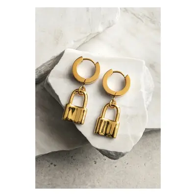 Ask & Embla - Knox Lock Huggie Gold - Boucles d'oreilles - jaune - Or 14 carats,Acier inoxydable