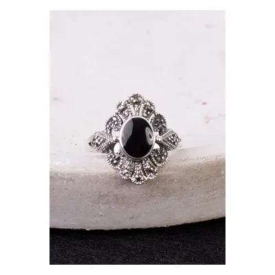 EtNox - Black Marcasite mit Onyx - Bague - gris - Quartz,Argent Sterling 925,Argent