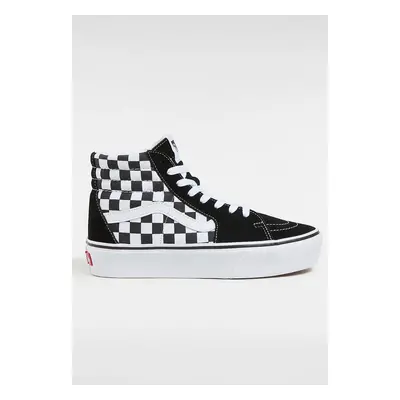 Vans - Sk8 Hi Platform 2.0 Checkerboard/True White - Chaussures pour fille - blanc - Textile, Le