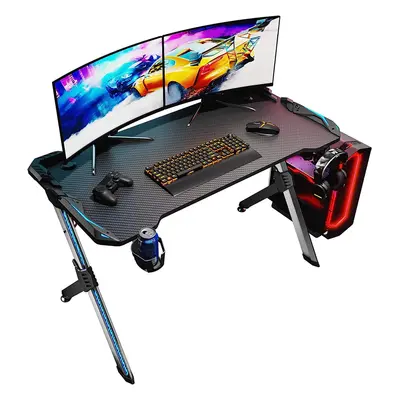 SIRHONA Bureau Gaming Table Ergonomique de Jeu Bureau d'ordinateur PC Gaming Table en Fibre