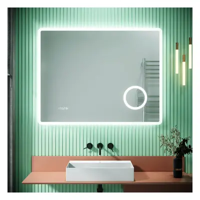 SIRHONA Miroir de salle de bains LED Miroir salle de bain avec prise de courant Anti-buée avec é