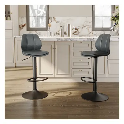 SIRHONA Lot de 2 Tabourets de Bar Chaise avec Dossier et Repose pieds Style modern Gris siège No