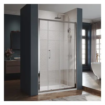 SIRHONA Porte de Douche Coulissante, 100-170cm x 185cm, 5mm verre trempé, installation En Niche