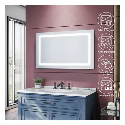 SIRHONA LED Miroir de salle de Anti-buée Avec prise rasoir lnterrupteur tactile 1000 x 600 x 35m