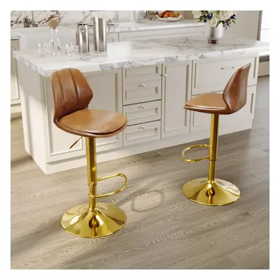 SIRHONA Lot de 2 Tabourets de Bar Chaise avec Dossier et Repose pieds Style modern Marron siège 