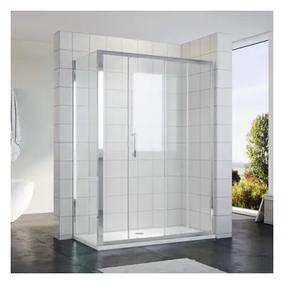 SIRHONA Portes de douche coulissantes Largeur 100-170cm, 76-90 cm avec porte latérale, 5 mm verr