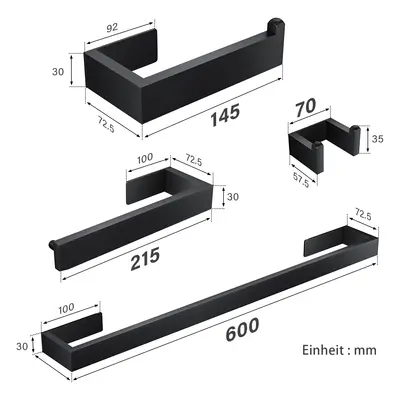 SIRHONA 4 Pièces Porte-Serviettes Ensemble de Salle de Bains SUS304 60 CM Long Barre Anneaux por