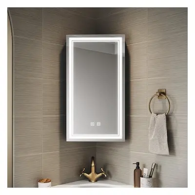 SIRHONA Armoire de Toilette Miroir, Armoire Murale avec Éclairage LED et Prises de Courant 38.5 