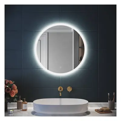 SIRHONA Miroir LED Rond Miroir de Maquillage monté sur Mur avec éclairé et Anti-buée avec contrô