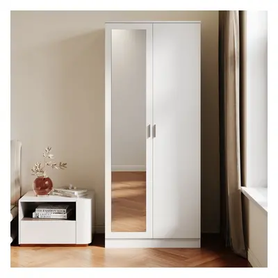 Armoire moderne 2 portes avec beaucoup d'espace de rangement, armoire polyvalente à portes batta