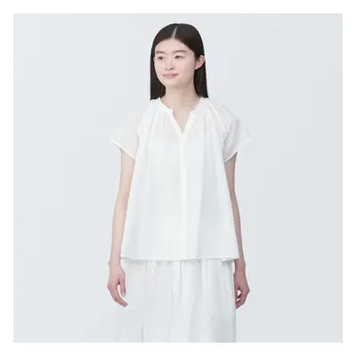 Blouse en voile de coton à mancherons femme