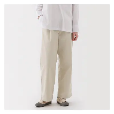 Pantalon chino long à pinces en coton coupe large pour femme