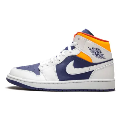 Air Jordan 1 Mid White Laser Orange Deep Royal Blue