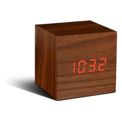 Horloge cube en bois noyer Gingko Click Clock